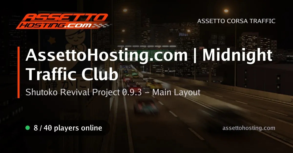 Link preview card of an Assetto Corsa traffic server shared on chat apps: server name, track photo and players online